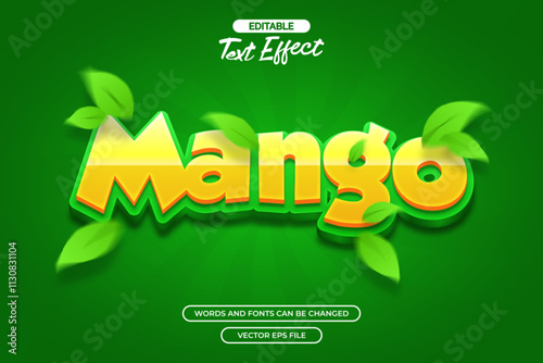 Mango editable text effect with leaf decoration