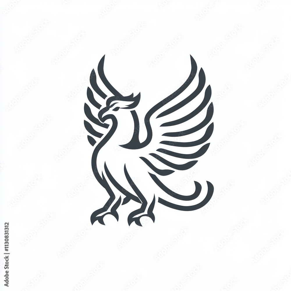 Fototapeta premium Stylized phoenix bird illustration, heraldic design.