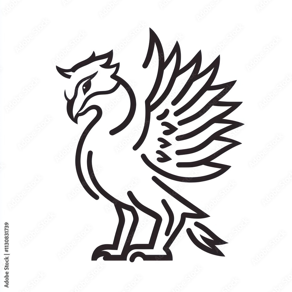 Obraz premium Line art griffin illustration.