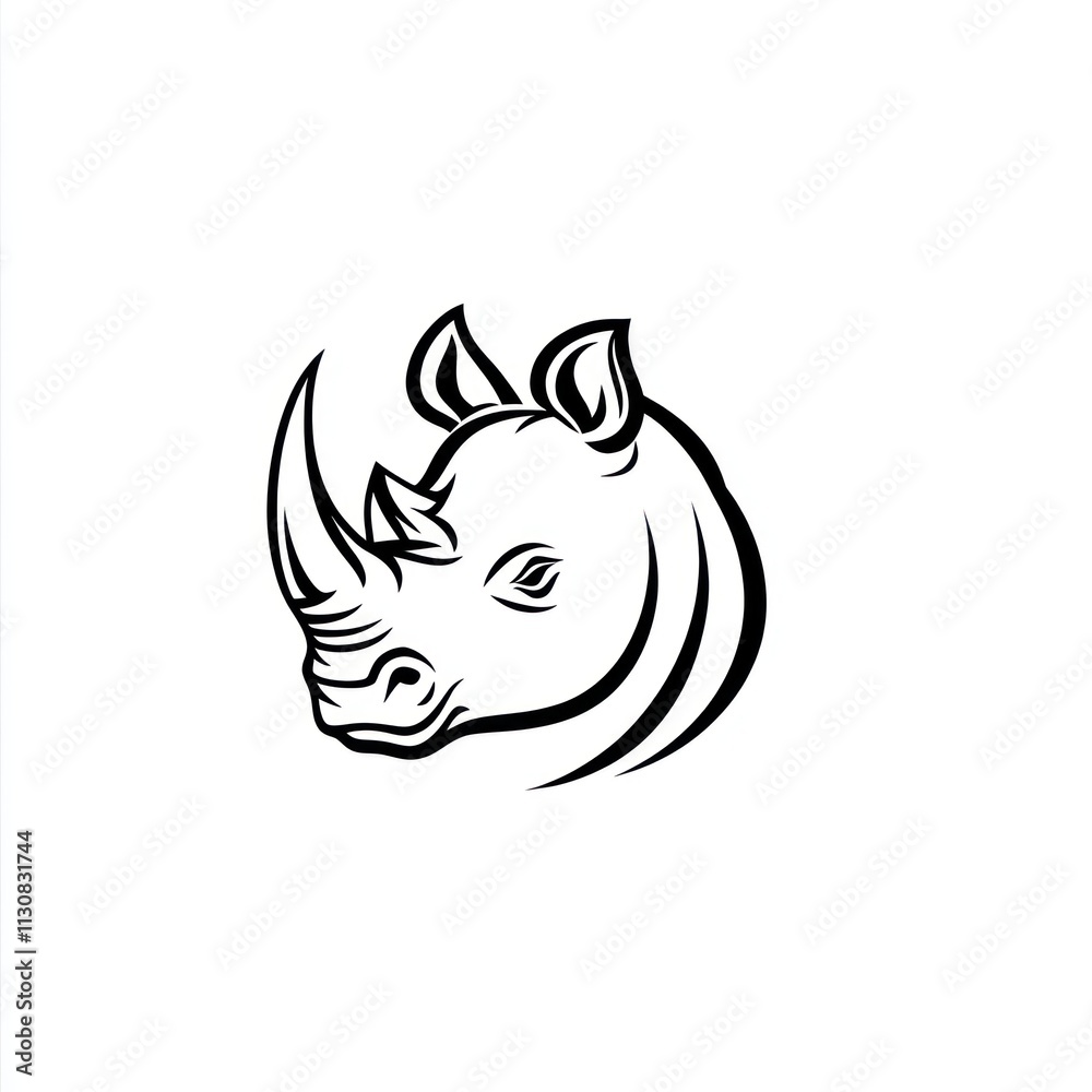 Fototapeta premium Monochrome Rhinoceros Head.