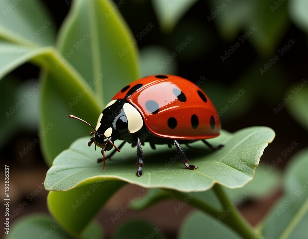 Obraz premium Ladybug on Leaf Nature Insect Closeup Macro Photography Spring