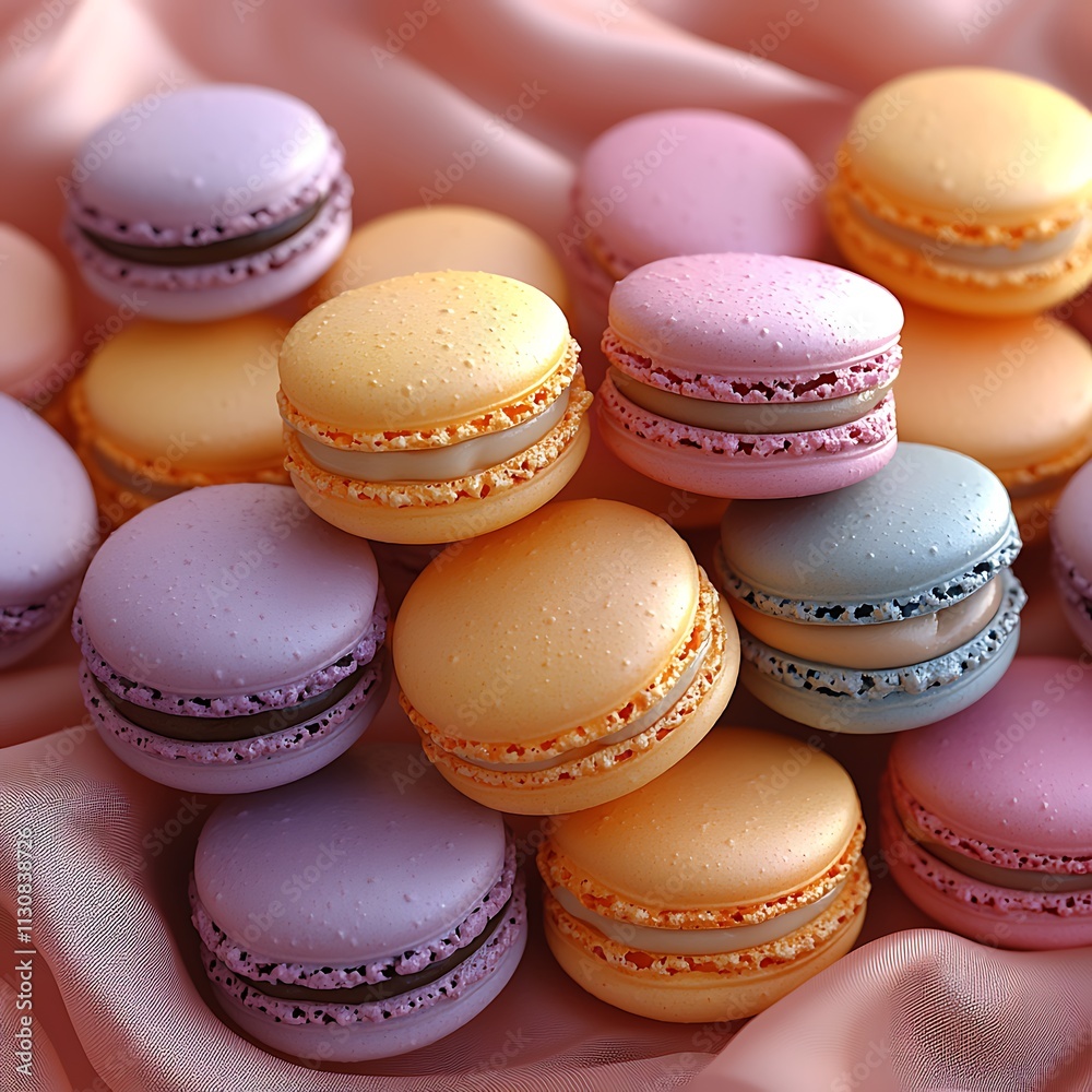 Obraz premium Colorful macarons, a delicious French pastry