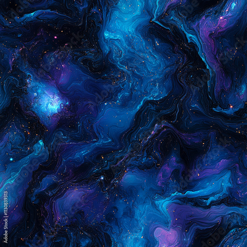 Galaxy Nebula Seamless Pattern with Stars