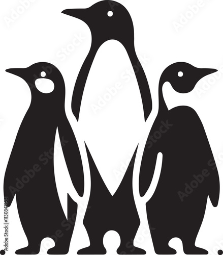 penguins silhouettes Vector SH 24