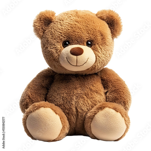 Adorable Plush Bear isolated on transparent background.