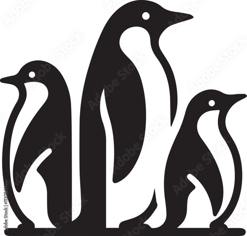 penguins silhouettes Vector SH 24