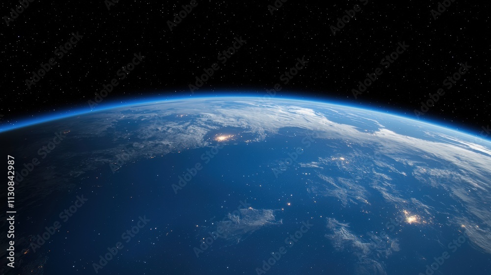 Obraz premium Earth from space a stunning view of our planet against stars