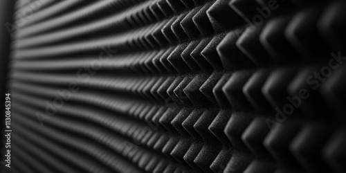 Wallpaper Mural Professional black foam pattern in an audio studio creates an ideal background for music production. This black foam enhances acoustics and adds a sleek touch to any music audio studio space. Torontodigital.ca
