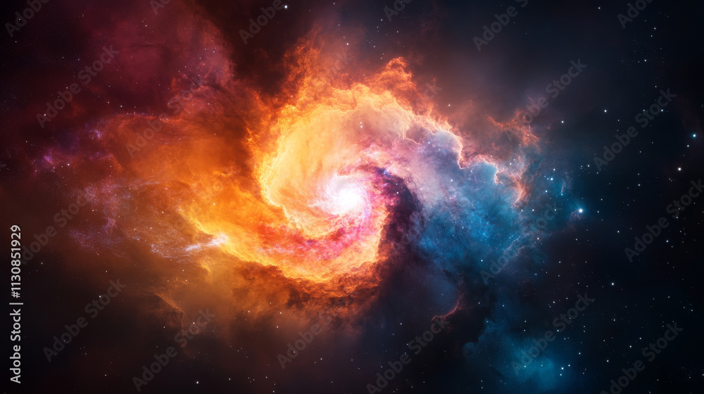 Obraz premium A detailed image of a deep space galaxy captured through a high-powered telescope, with vibrant colors and celestial details.