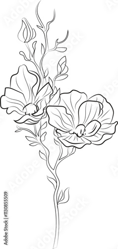 Designed with an iris flower in the style of Art Nouveau. Beautiful iris flower vintage floral composition