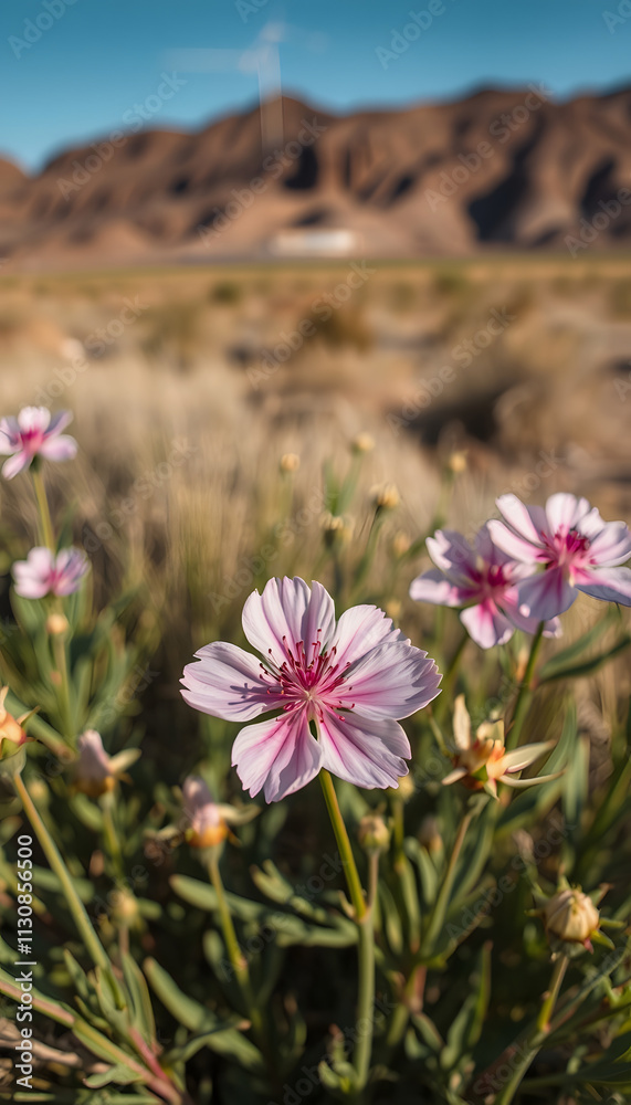 Obraz premium Wild flower blossom at Antelope Valley, realistic, with white tones