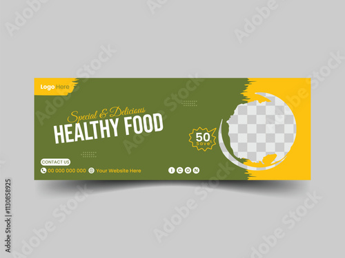 Food banner design template, facebook cover, social media, advertising, food post, web banner, restaurant cover. 