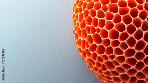 close up of orange honeycomb structure with smooth gradient background, showcasing intricate geometric patterns and vibrant colors. design highlights beauty of natural forms photo