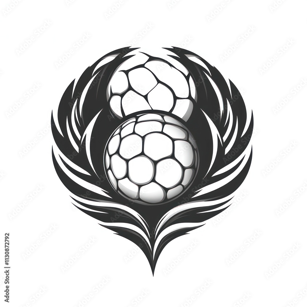 Obraz premium Two Sepak Takraw balls with tribal wings design.