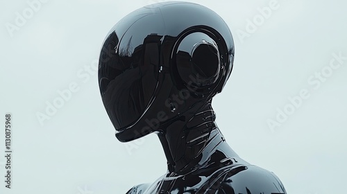 A female robot wearing black leather represents futuristic fashion in an editorial showcase