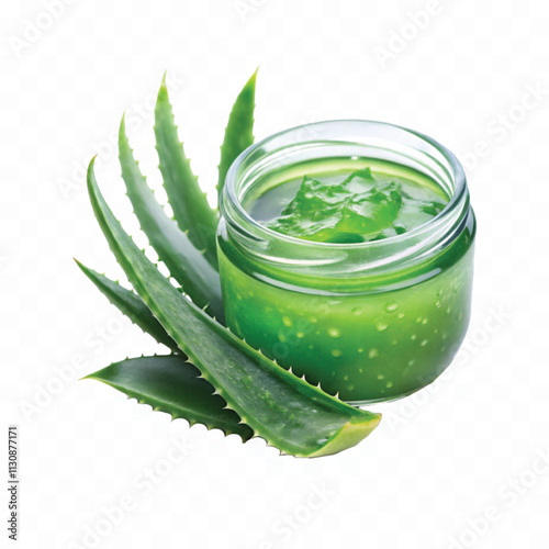 Fresh green aloe vera in splash of juice isolated on white background