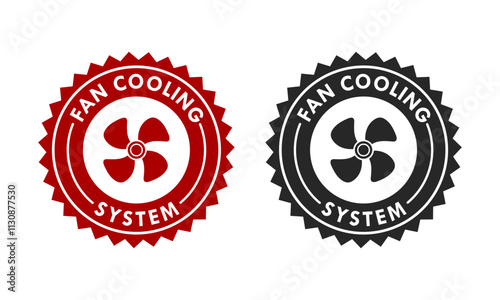 Fan cooling system design badge template illustration