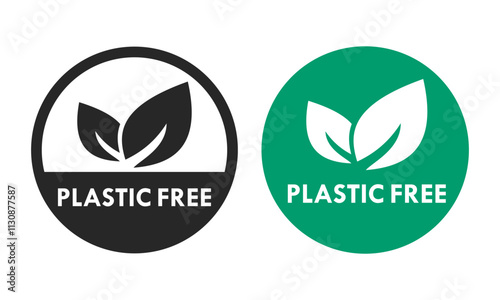 Plastic free logo template illustration. there are leafs. suitable for product label