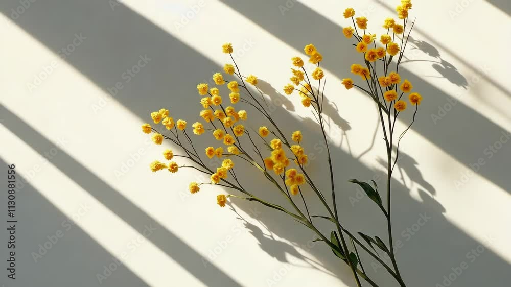 A clean flat-lay composition featuring delicate mimosa digital pic