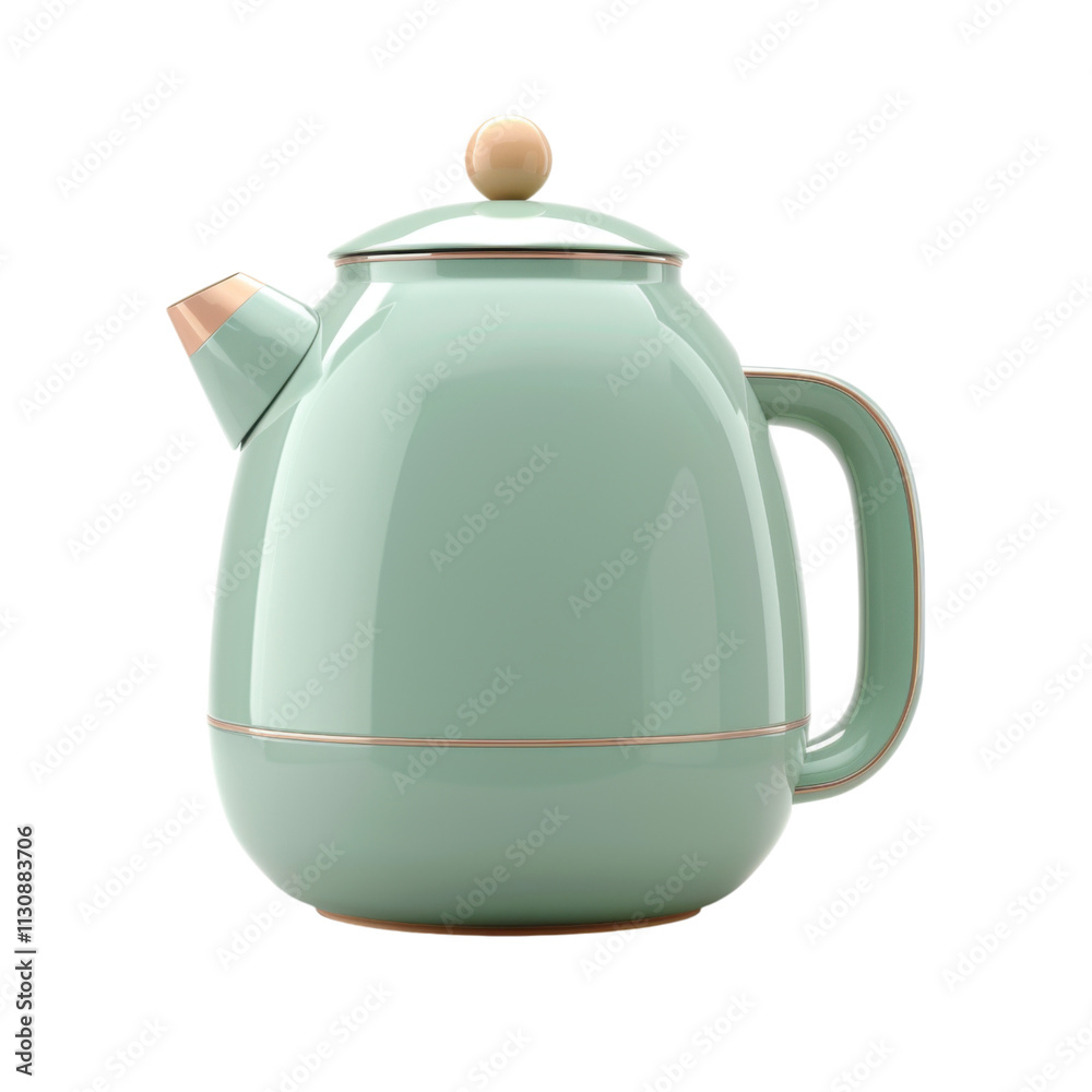 Fototapeta premium Elegant Sage Green Kettle for a Modern Kitchen isolated on white background