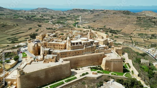 Aerial drone view of the Gozo island in Malta, in the Mediterranean Sea photo