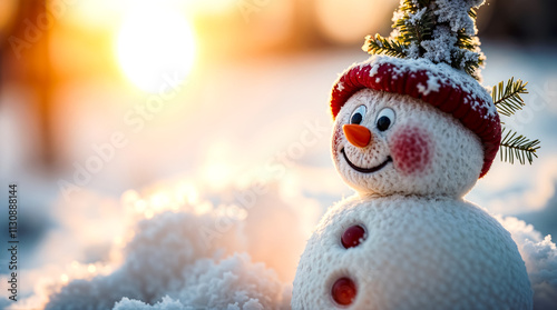 Snowman with a Christmas tree