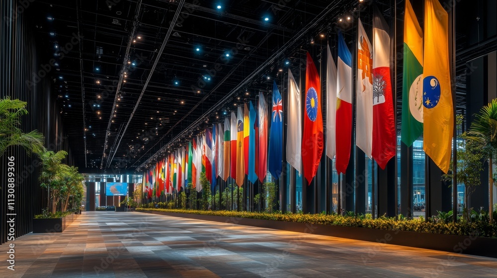 Fototapeta premium vibrant display of international flags sense of unity and global cooperation