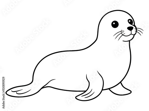 Sea lion icon logo vector. Black silhouette cute seal cartoon animal design flat vector illustration isolated on a white background