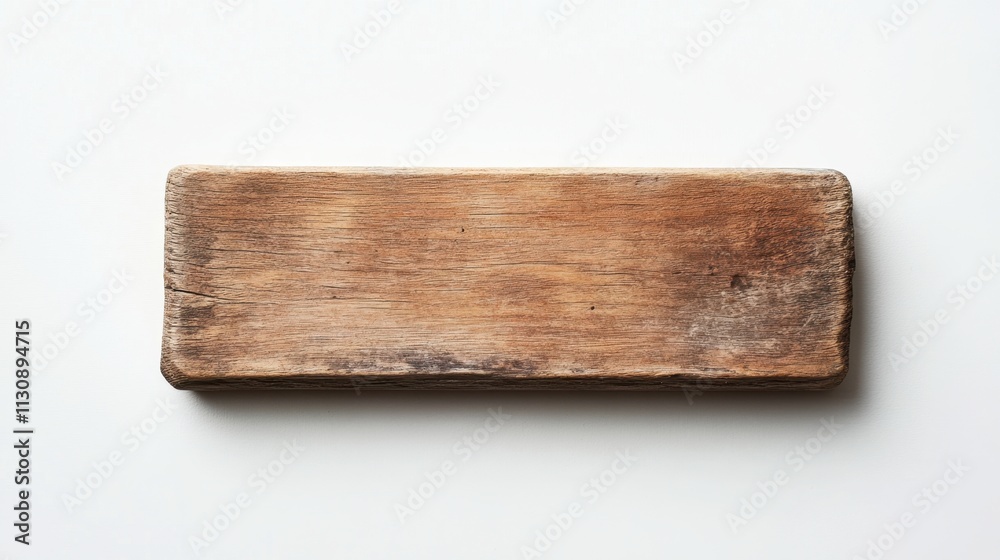 Fototapeta premium Simple wooden sign on a pristine white background, inviting ideas for unique designs or custom lettering