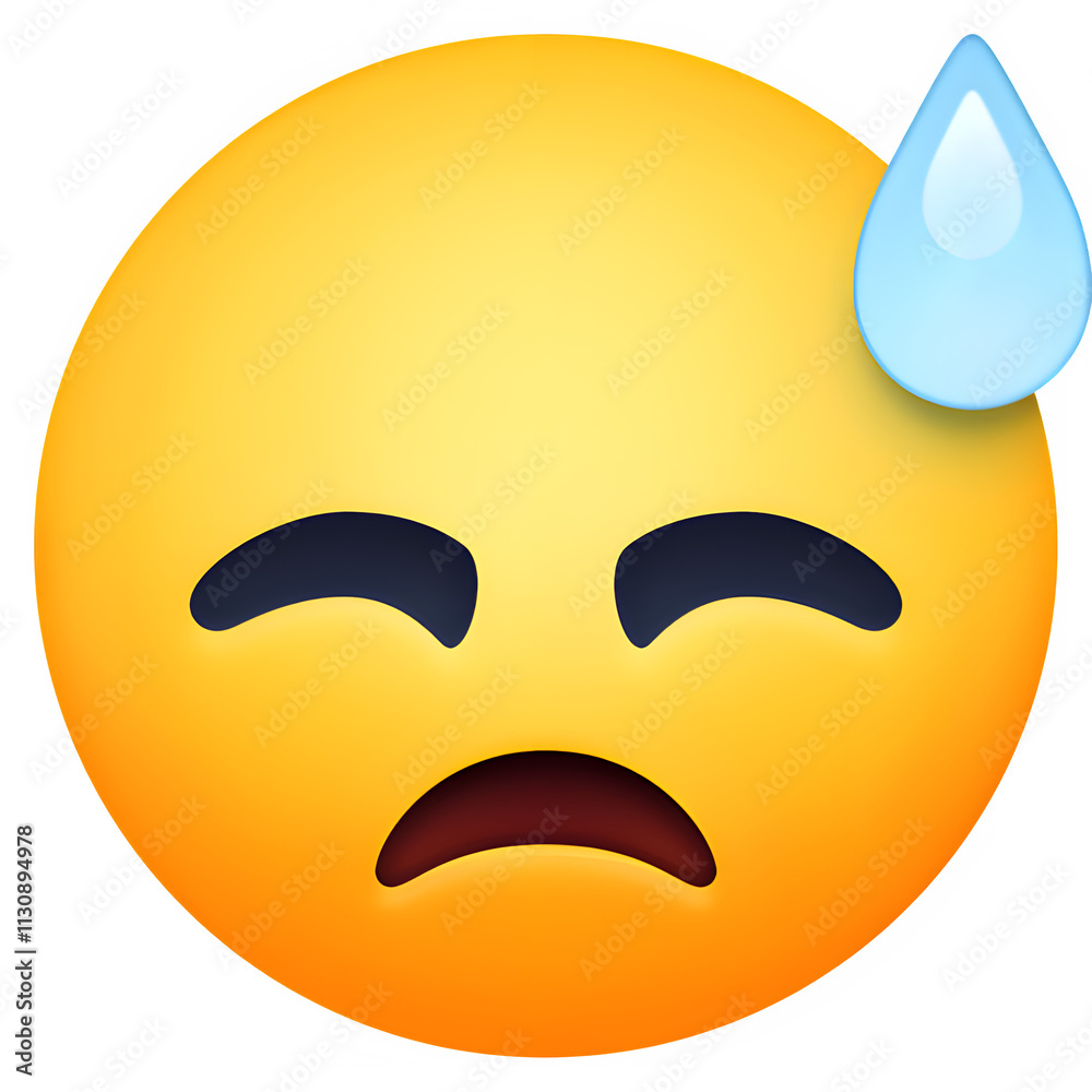 Fototapeta premium Weary Face with Sweat Emoji 