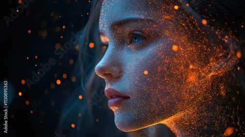 A human hologram symbolizes the interconnectedness of social networks and big data in the digital age