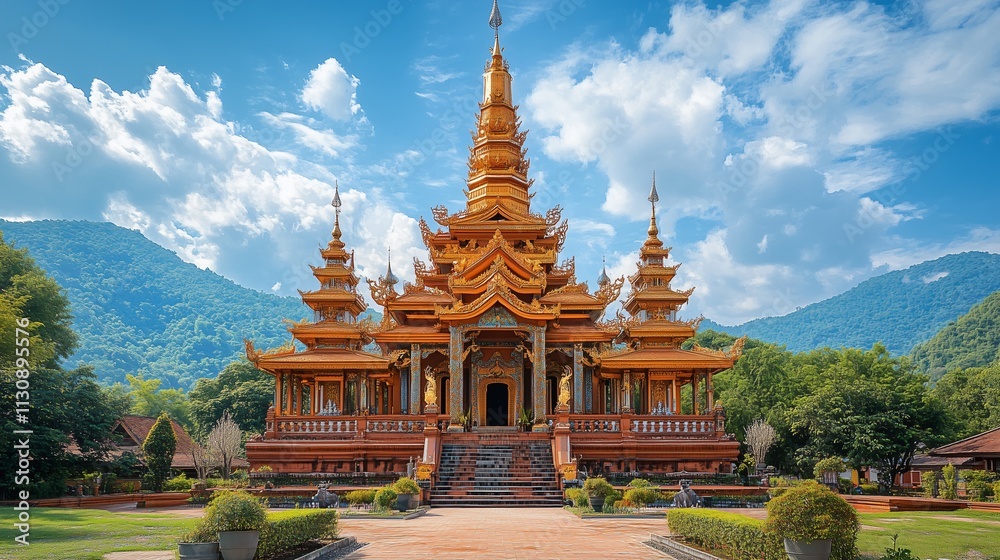 Fototapeta premium A large temple with a sky background