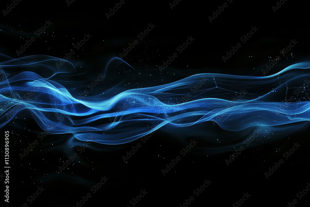 Obraz premium A deep cyber-blue digital design with flowing data streams and luminous abstract connections.