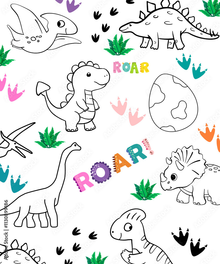 Fototapeta premium cute dinosaur pattern