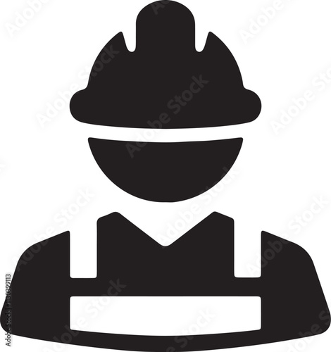 Illustration of a silhouette icon featuring a construction worker