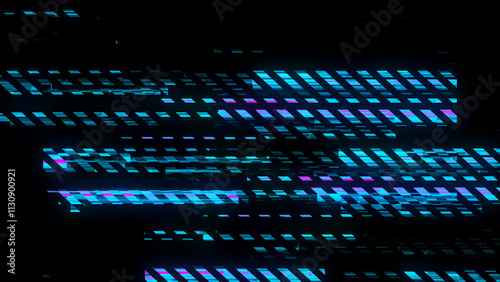 Abstract background with neon glitch texture, digital tv noise. computer screen damage. 3d rendering.