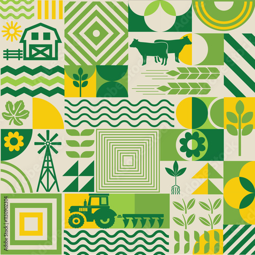 Agricultural background in a geometric style.