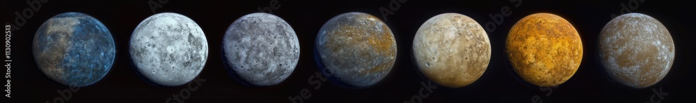 Obraz premium Eight Unique Views of Planetary Surfaces in Stunning Colors and Textures