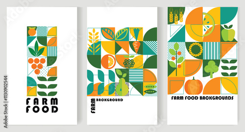A set of geometric farm food backgrounds