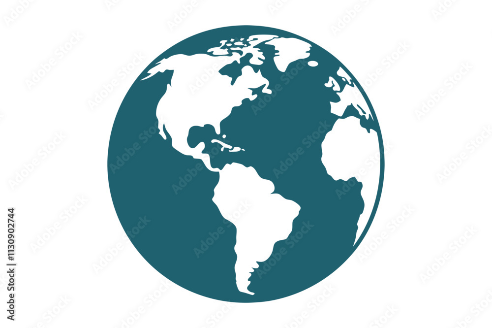 Fototapeta premium globe and world map silhouette icon