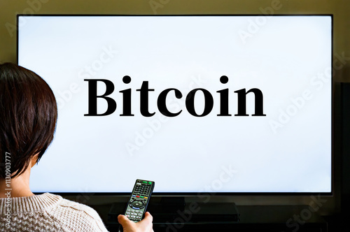 テレビ で ビットコイン の 急落 の ニュース を 見る 【 暗号通貨 の イメージ 】 photo