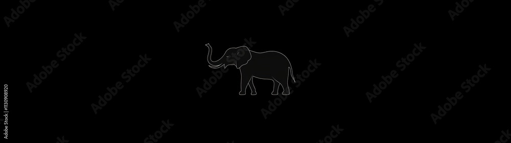 Obraz premium Silhouette of an Elephant Against a Simple Black Background