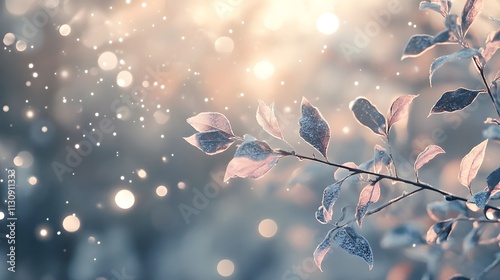 Softly Glowing Leaves in a Dreamy Setting with Bokeh Effects and Gentle Light Illuminating the Delicate Features of Nature in a Serene Atmosphere