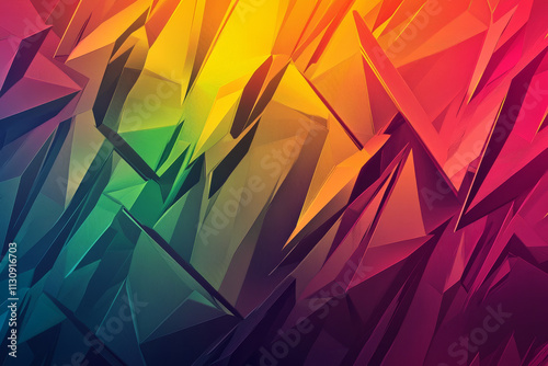 A striking abstract colorful background featuring bold, angular brushstrokes in vibrant rainbow hues. photo