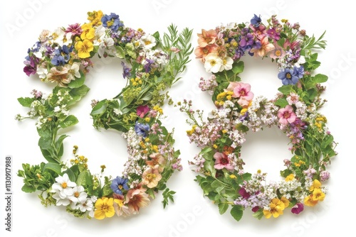 Number 38 Made With Flowers. photo