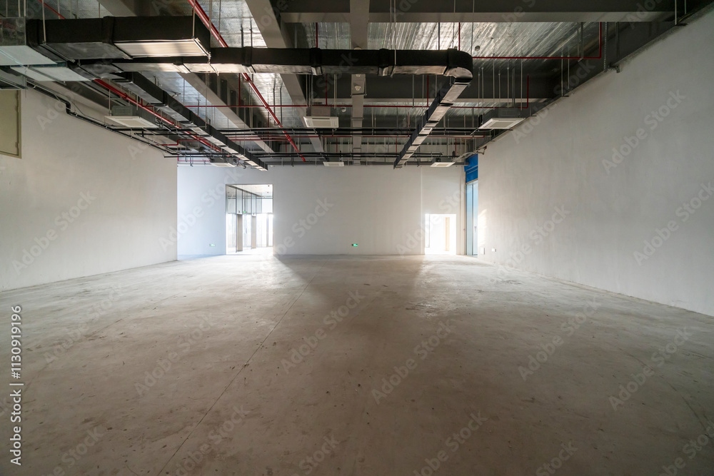 Undecorated interior space of office building