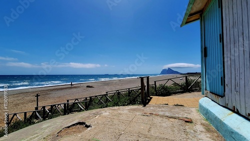 wooden bridge over the sea in frot of gibraltar