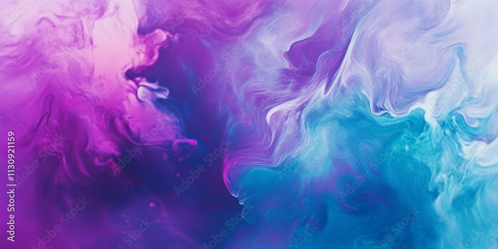 Obraz premium Bright cyan and vibrant purple abstract background with flowing, dynamic shapes. The gradients shift smoothly, creating a futuristic vibe with soft textures, perfect for creative, modern visual