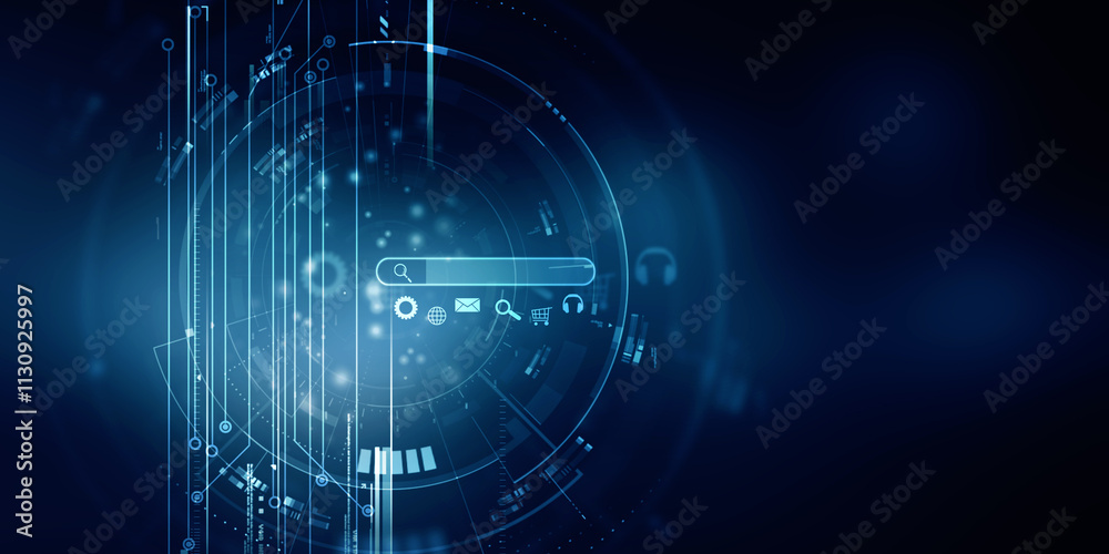 Fototapeta premium 2d illustration Abstract futuristic electronic circuit technology background