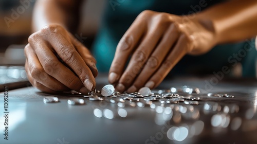 Hands crafting jewelry from recycled metal, a creative nod to sustainability